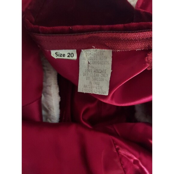 80s Vintage Red Wine Velvet Half Sleeve Victorian Puff Shoulder Party Ball Dress - Picture 12 of 12